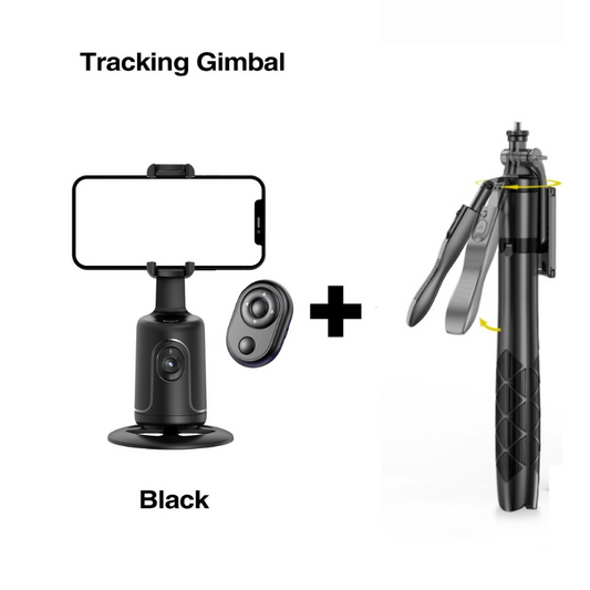 Auto Face Tracking Phone Gimbal with Remote + L16 Selfie Stick & Tripod حامل هاتف مزود بخاصية تتبع الوجه تلقائيًا مع جهاز تحكم عن بعد + عصا سيلفي وحامل ثلاثي القوائم