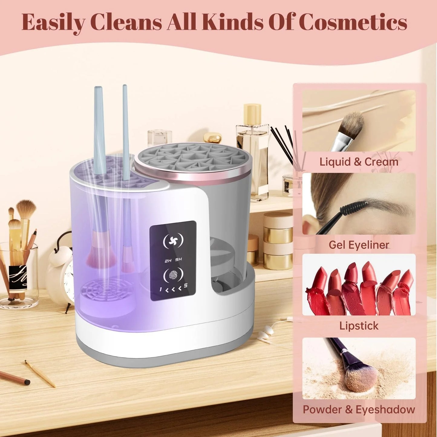 3 in 1 Electric Makeup Brush Cleaner منظف فرش المكياج الكهربائي 3 في 1