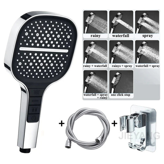 Adjustable Shower Head Large Area 7 Modes رأس دش قابل للتعديل بمساحة كبيرة و7 أوضاع