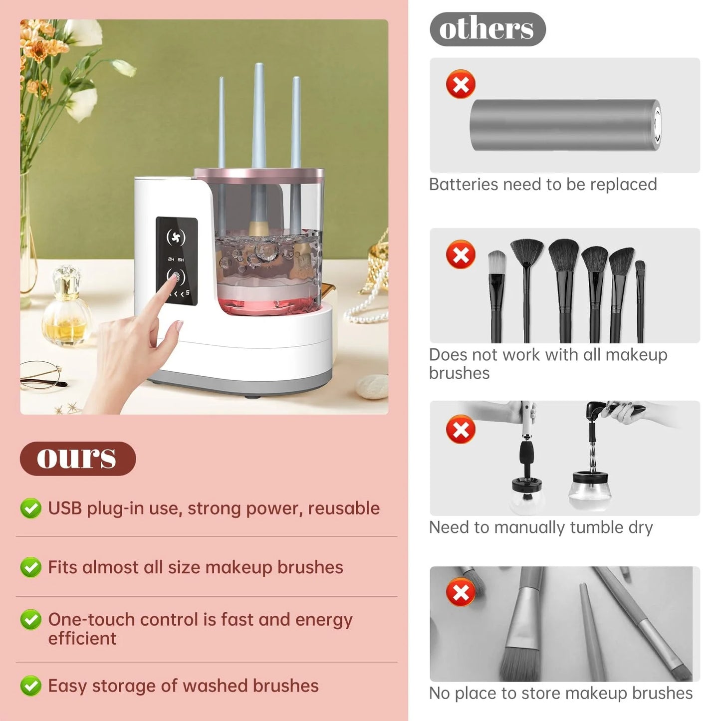 3 in 1 Electric Makeup Brush Cleaner منظف فرش المكياج الكهربائي 3 في 1