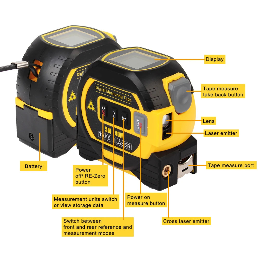 3 in 1 Laser Measure Tape شريط قياس ليزر 3 في 1