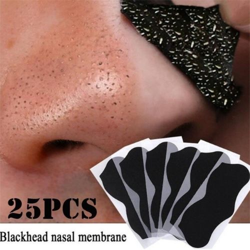 25x Nose Blackhead Remover Strips خمسة وعشرون شريحة لإزالة الرؤوس السوداء من الأنف